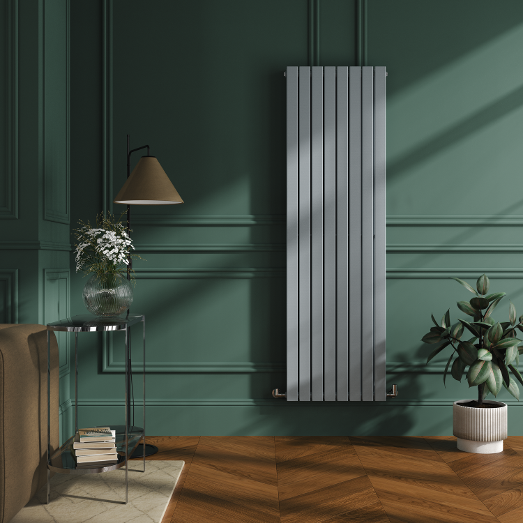 Riace Salt & Pepper Vertical Flat Designer Radiator 1800x544mm Double Panel 5557 BTU - Image 4