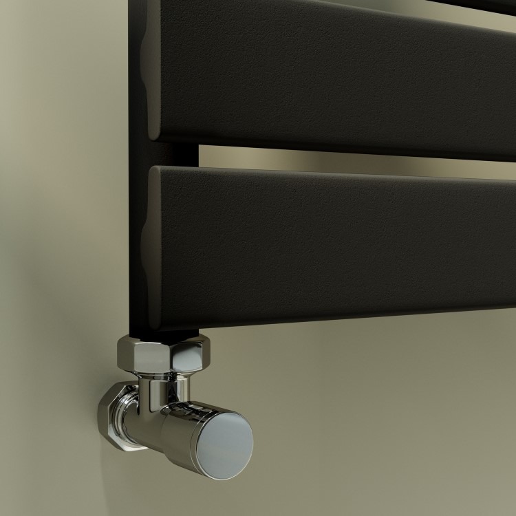 Riace Midnight Black Vertical Flat Towel Rail Radiator 800x600mm Single Panel 1406 BTU - Image 2