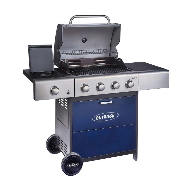 Outback Meteor - 4 Burner Gas BBQ Grill with Side Burner - Blue - Image 3