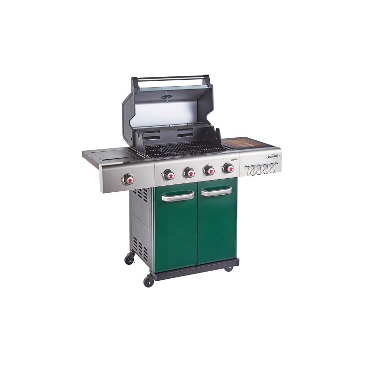 Outback Jupiter - 4 Burner Gas Hybrid BBQ Grill with Side Burner - Green - Image 2