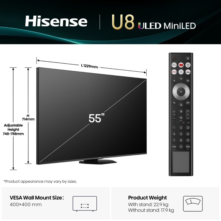 Hisense 55U8QTUK 55 Inch Smart 4K Ultra HD TV - Image 3