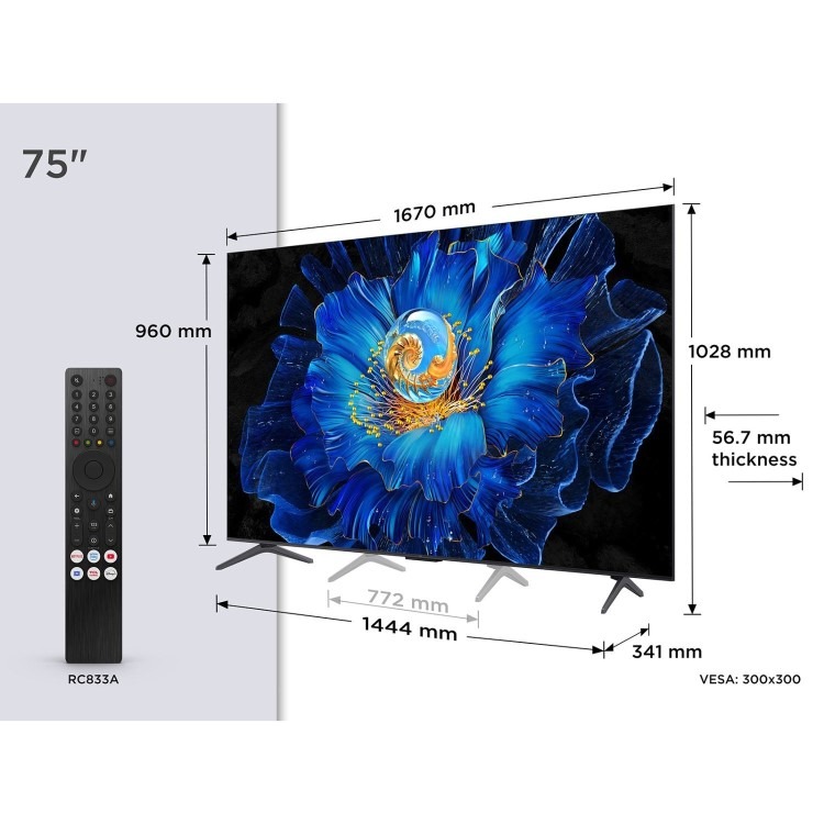 TCL 75C6KS-UK 75" 4K Ultra HD QD-Mini LED TV - Image 2