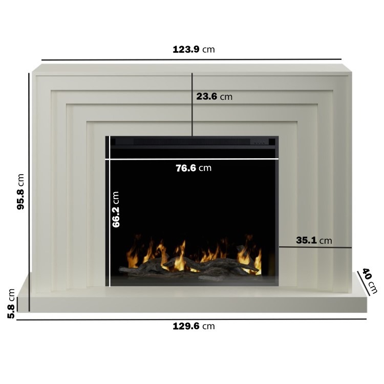 Cream Fire Surround and Electric Fire with Logs - AmberGlo - Image 3