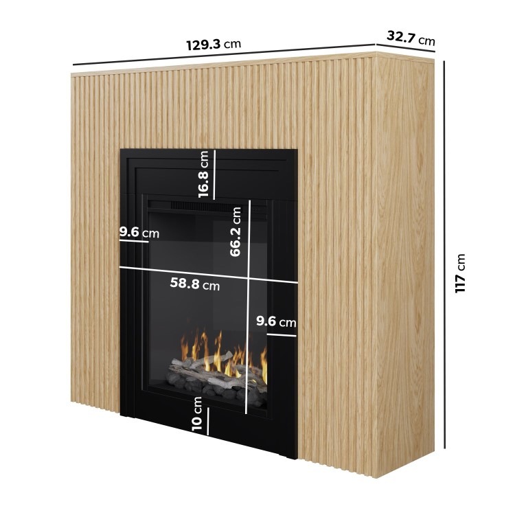 Freestanding Electric Fire with Oak Surround - AmberGlo - Image 3