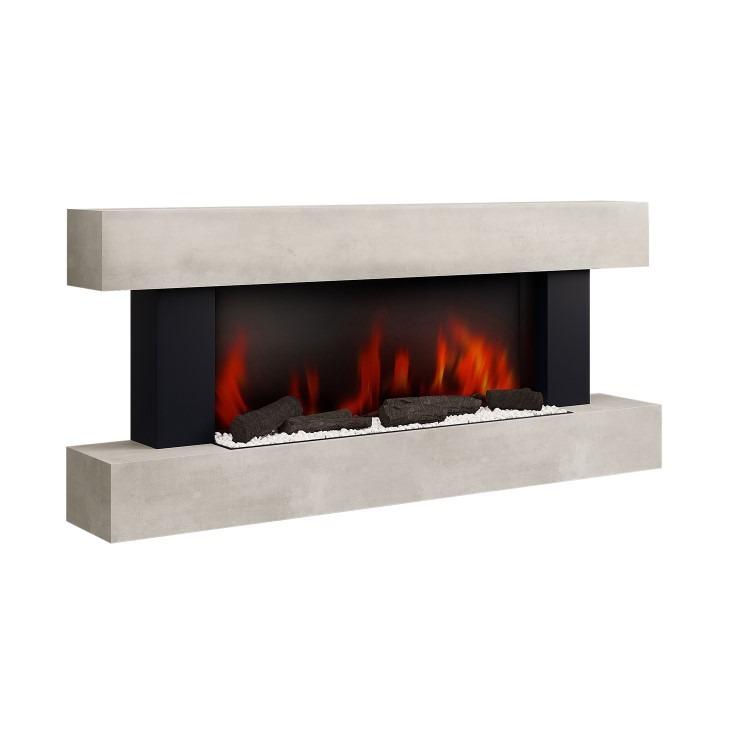 Stone-Effect Wall-Mounted Electric Smart Fire Place with Surround - 52 Inch - AmberGlo - Image 3