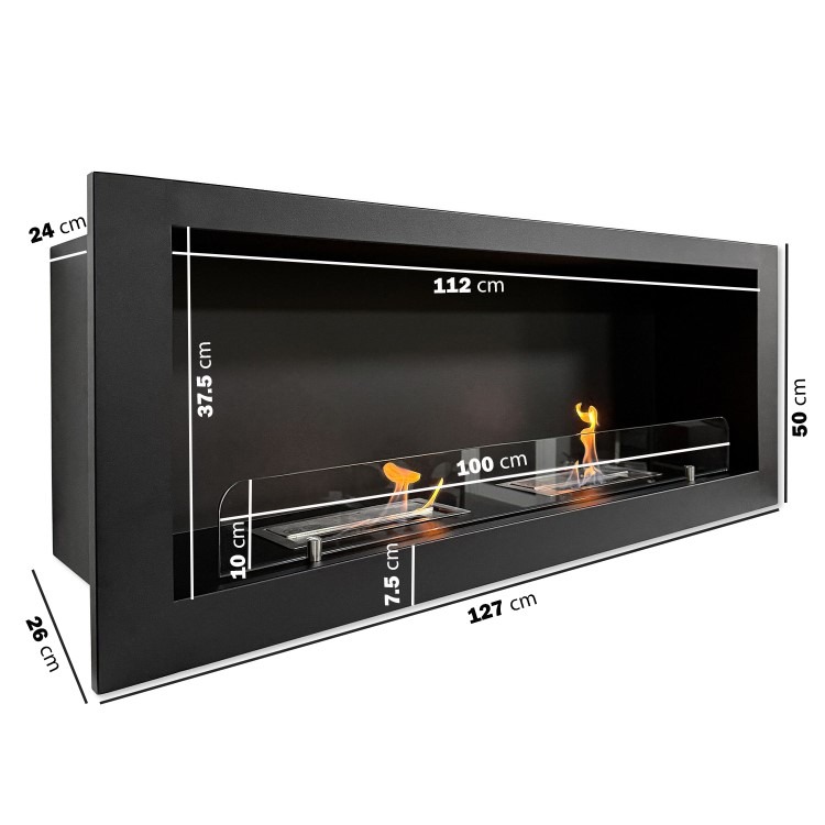 Bioethanol Media Wall Fireplace in Black - 50 Inch - AmberGlo - Image 3
