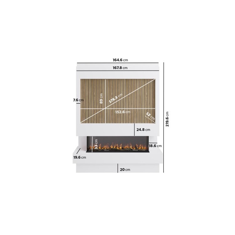 Prebuilt Media Wall with 3-Sided Electric Fireplace with 50inch Fire - AmberGlo - Image 3