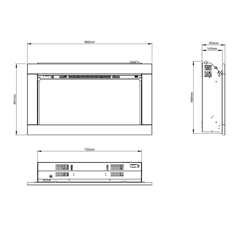 Be Modern Flare Avella Brushed Steel Inset Electric Fire 34 Inch - Image 3