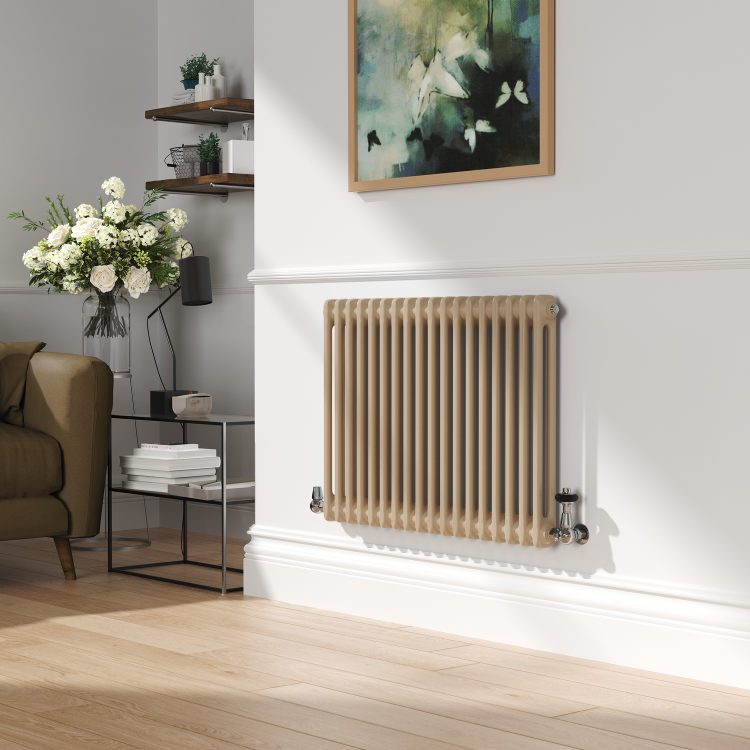Reggio Elk brown Horizontal Double Column Traditional Radiator 600x830mm 2832 BTU - Cast Iron Style - Image 2