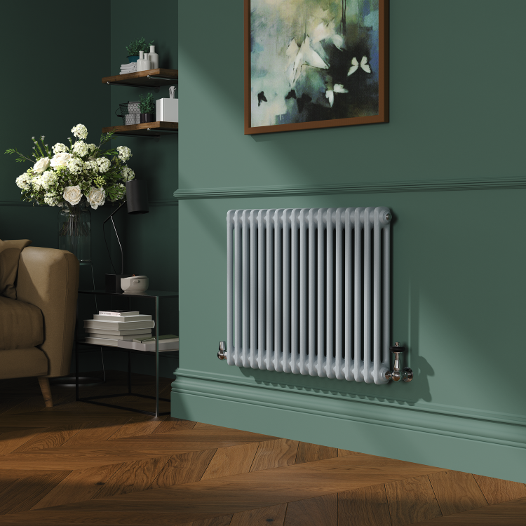 Reggio Salt & Pepper Horizontal Double Column Traditional Radiator 600x830mm 2832 BTU - Cast Iron Style - Image 2