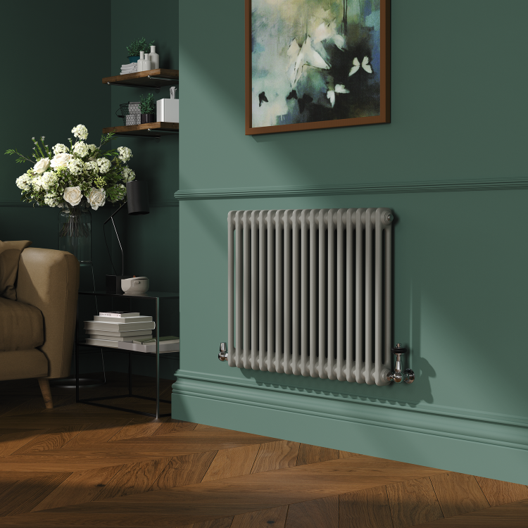 Reggio Smoked Stone Horizontal Double Column Traditional Radiator 600x830mm 2832 BTU - Cast Iron Style - Image 2