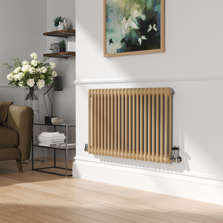 Reggio Elk brown Horizontal Double Column Traditional Radiator 600x1010mm 3462 BTU - Cast Iron Style - Image 2