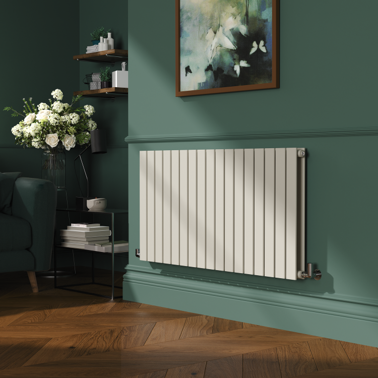 Riace Linen Horizontal Flat Designer Radiator 600x1156mm Double Panel 4370 BTU - Image 2