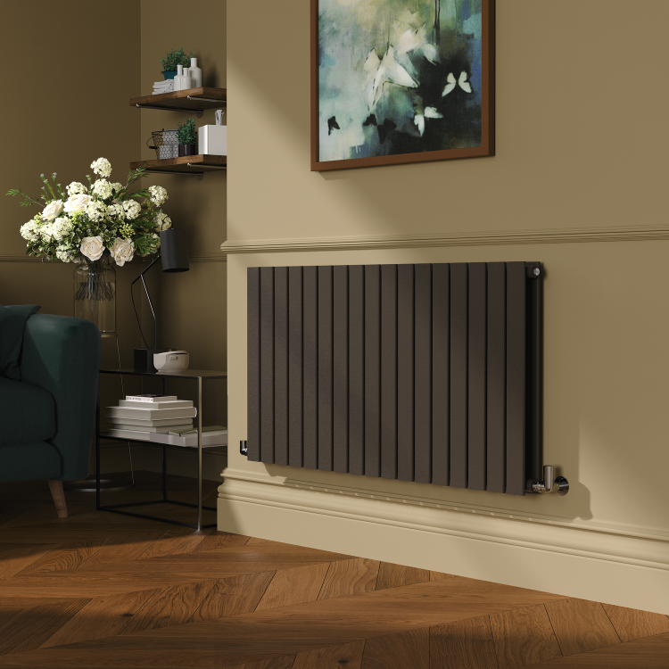 Riace Russet Horizontal Flat Designer Radiator 600x1156mm Double Panel 4370 BTU - Image 2