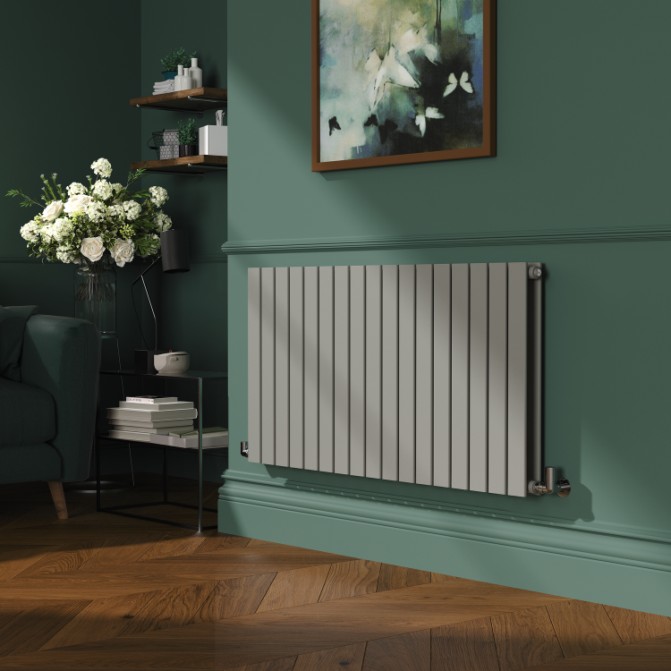 Riace Smoked Stone Horizontal Flat Designer Radiator 600x1156mm Double Panel 4370 BTU - Image 2