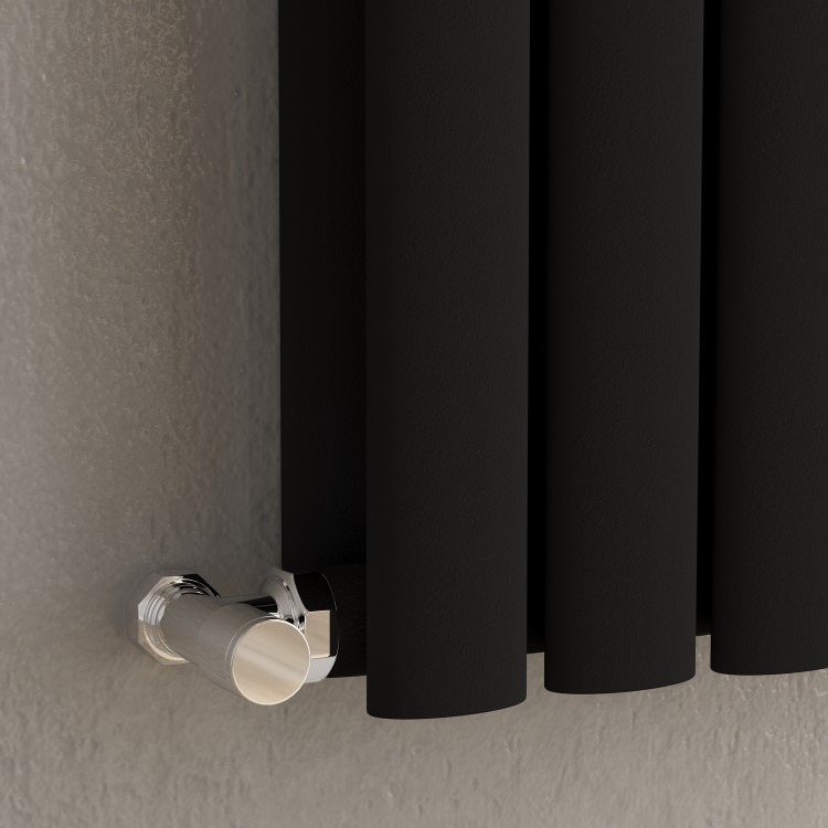Sorrento Midnight Black Horizontal Oval Designer Radiator 600x1416mm Double Panel 5758 BTU - Image 2