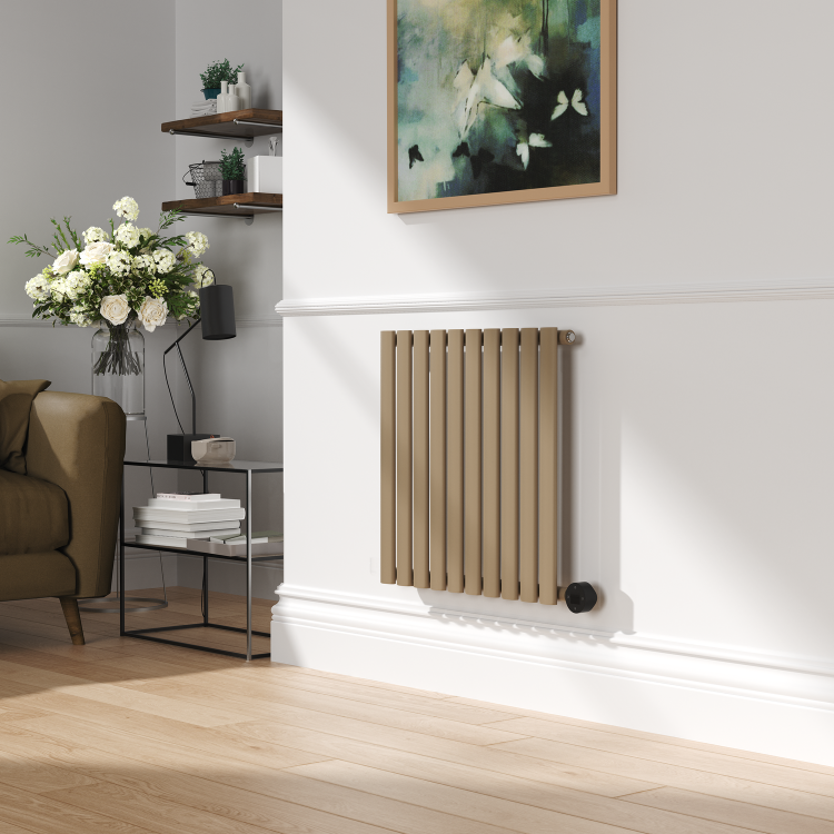 Beige Grey Horizontal Smart Electric Radiator with Wi-Fi Thermostat - 600W - H600xW590mm - Bathroom Safe - Image 2