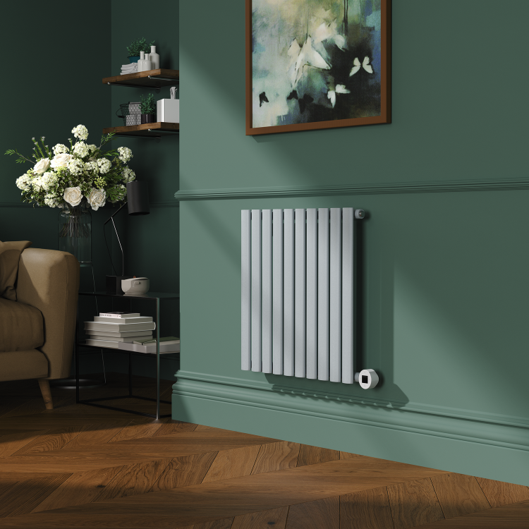 Salt & Pepper Horizontal Smart Electric Radiator with Wi-Fi Thermostat - 600W - H600xW590mm - Bathroom Safe - Image 2