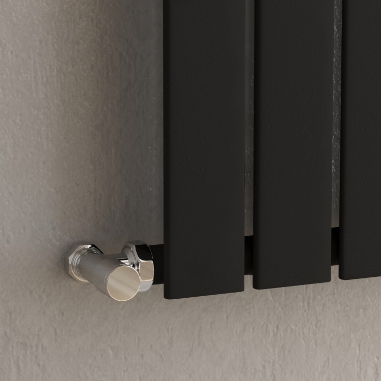 Riace Midnight Black Horizontal Flat Designer Radiator 600x1428mm Single Panel 3337 BTU - Image 2