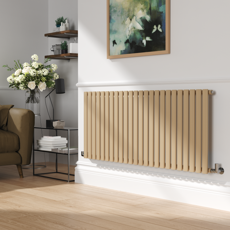 Sorrento Elk brown Horizontal Oval Designer Radiator 600x1416mm Single Panel 3783 BTU - Image 2