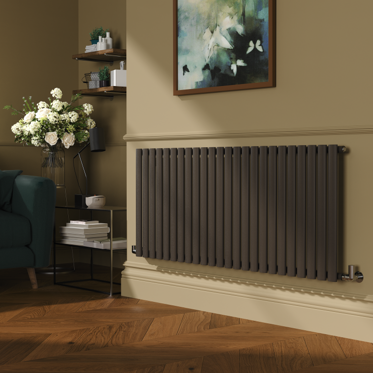 Sorrento Russet Horizontal Oval Designer Radiator 600x1416mm Single Panel 3783 BTU - Image 2