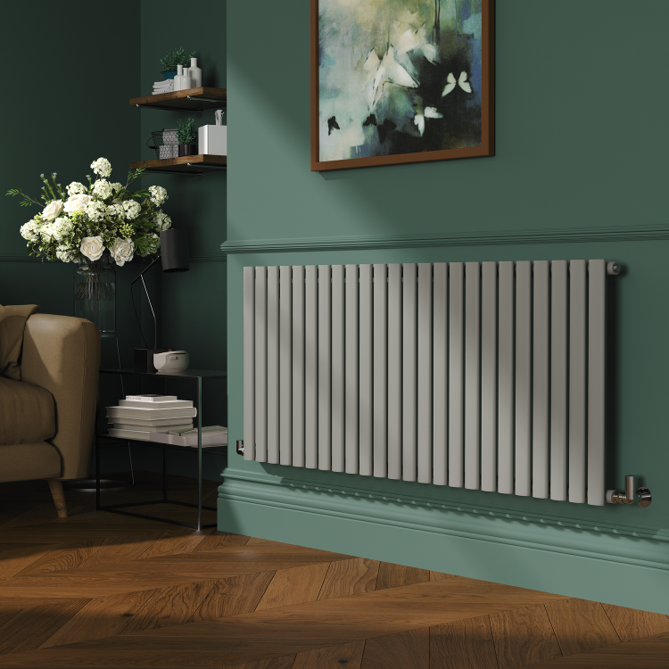 Sorrento Smoked Stone Horizontal Oval Designer Radiator 600x1416mm Single Panel 3783 BTU - Image 2