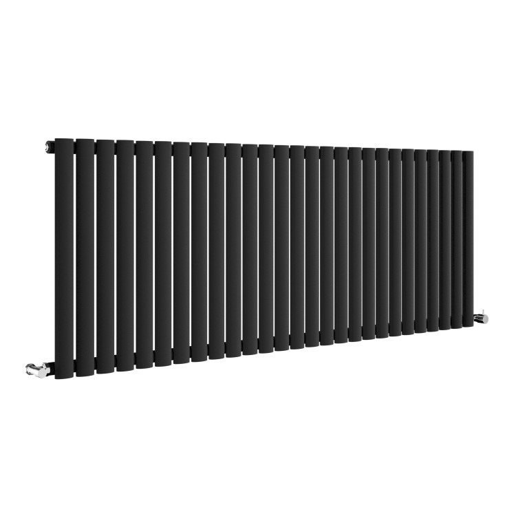 Sorrento Midnight Black Horizontal Oval Designer Radiator 600x1593mm Single Panel 4255 BTU - Image 3