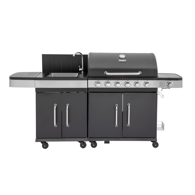 Boss Grill Alabama Modular Outdoor Kitchen - 6 Burner Gas BBQ with Sink - Black - Image 3