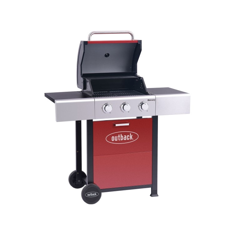 Outback OUT371148 Mercury 3 Burner Gas BBQ - Red - Image 2