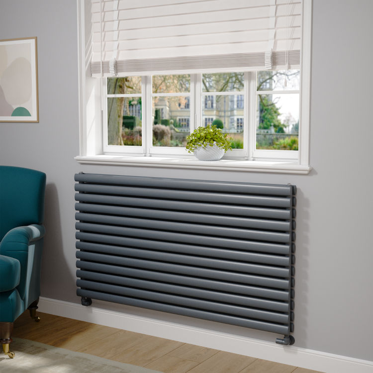 Reggio Salt & Pepper Horizontal Double Column Traditional Radiator 600x1010mm 3462 BTU - Cast Iron Style - Image 2