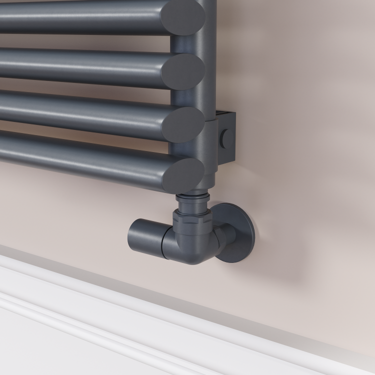 Ventura Linea Dark Grey Anthracite Oval Unique Designer Radiator 455x1800mm Single Panel 4594 BTU - Horizontal Bars - Image 2