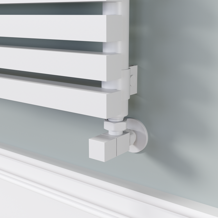 Riace Linea White Flat Designer Radiator 770x1400mm Double Panel 6143 BTU - Horizontal Bars - Image 3