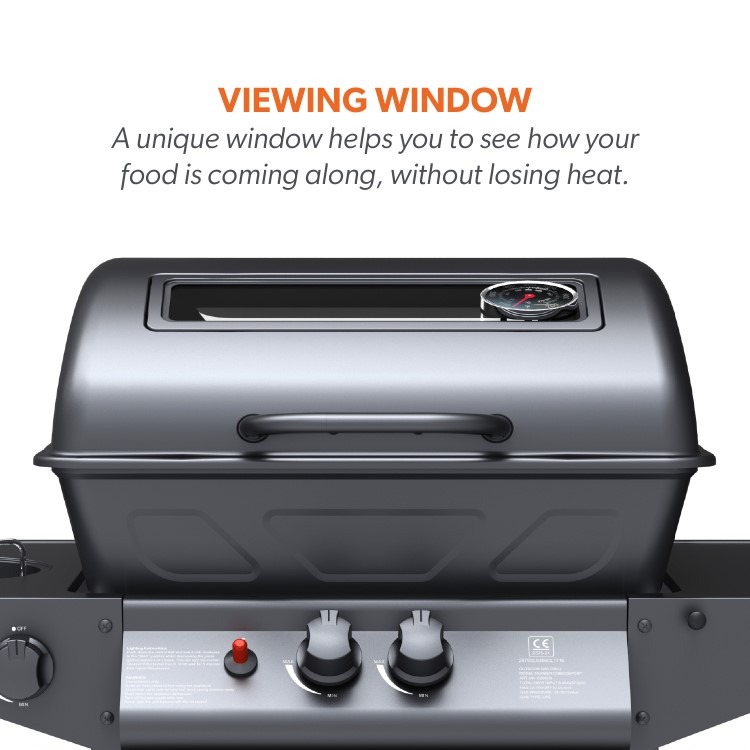 Boss Grill Louisiana - 2 Burner Gas BBQ Grill with Side Burner - Black - Image 4