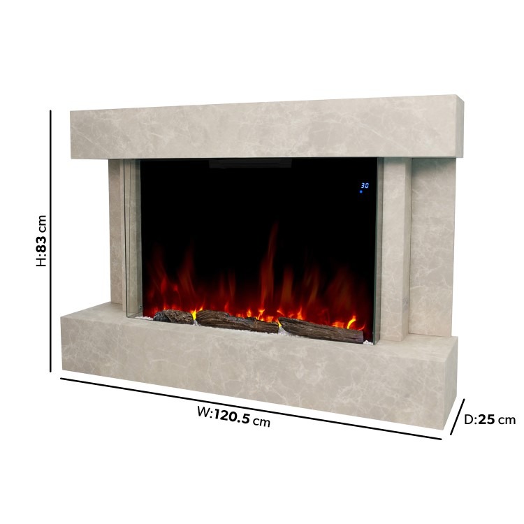Freestanding Stone Effect Tall 44 Inch Electric Fire with Logs and Pebbles - AmberGlo - Image 4