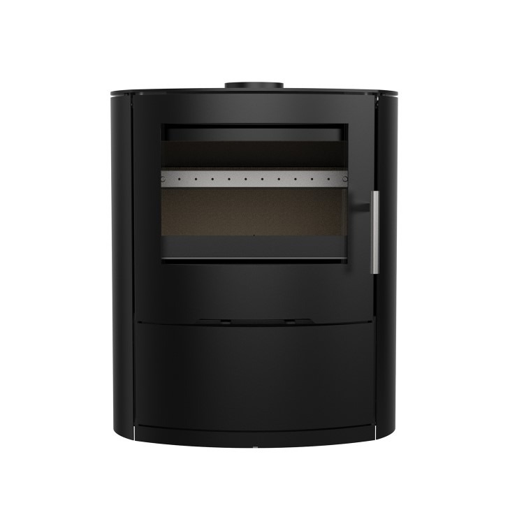 Round Cast Iron Log Burning Multi-Fuel Stove in Black - 6.9kW - AmberGlo - Image 3
