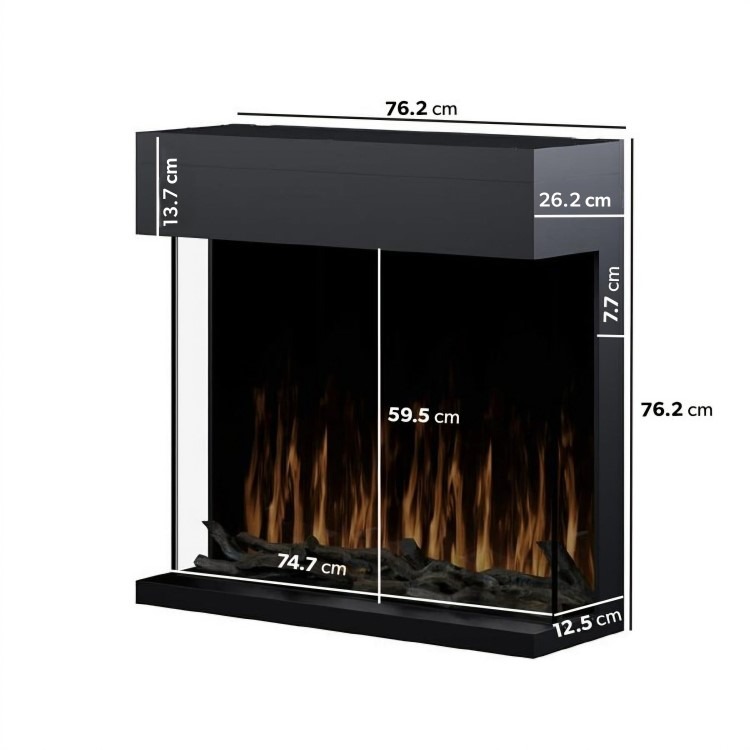 Black 3-Sided Inset Electric Media Wall Smart Fire Place - 30 Inch - AmberGlo - Image 8