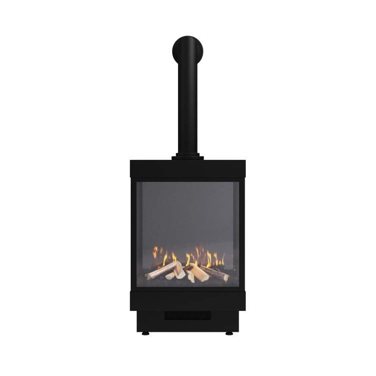 Large Electric Log Burner-Style Stove with Decorative Flue in Black - AmberGlo - Image 4