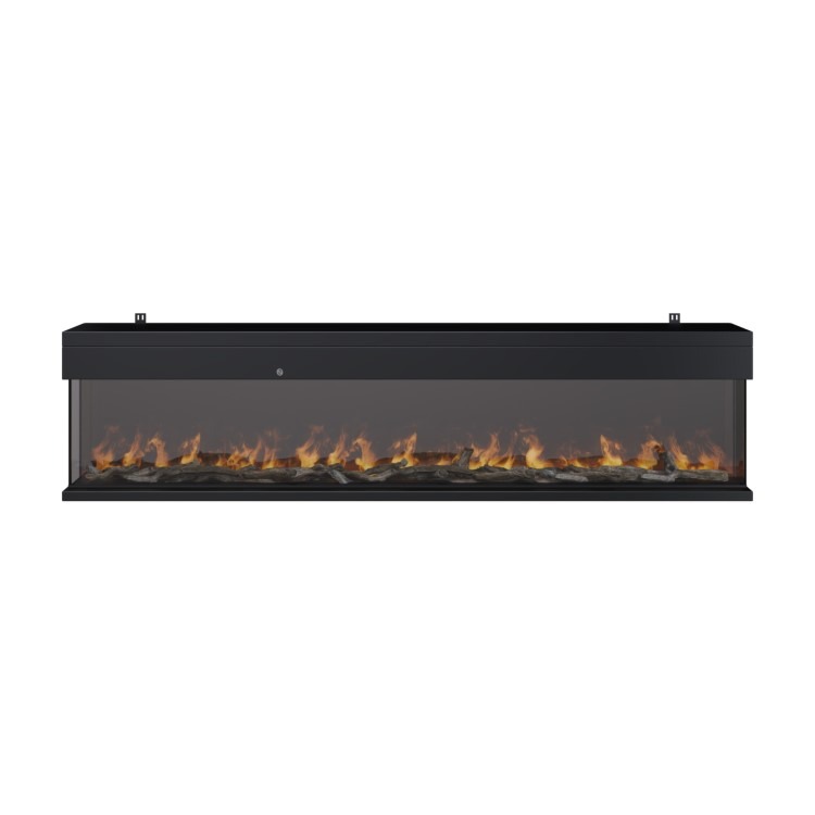 Black 3-Sided Inset Electric Media Wall Smart Fire Place - 80 Inch - AmberGlo - Image 4