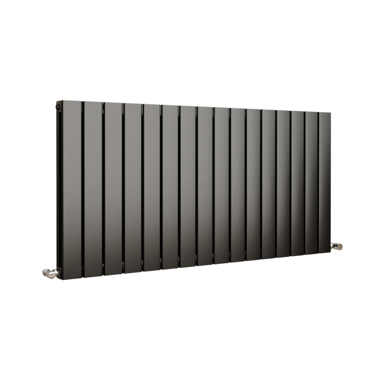 Eco Eleganza Midnight Black Horizontal Flat Designer Aluminium Radiator 600x1200mm Double Panel 4890 BTU - Image 3