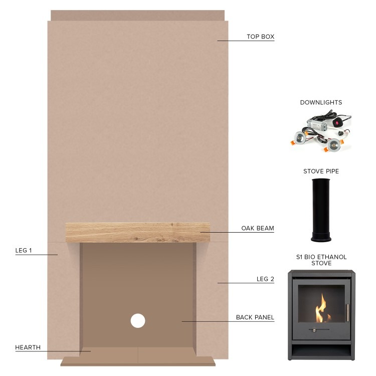 Prebuilt Media Wall with Bioethanol Log Burner-Style Fireplace - Acantha OKO S1 - Image 4