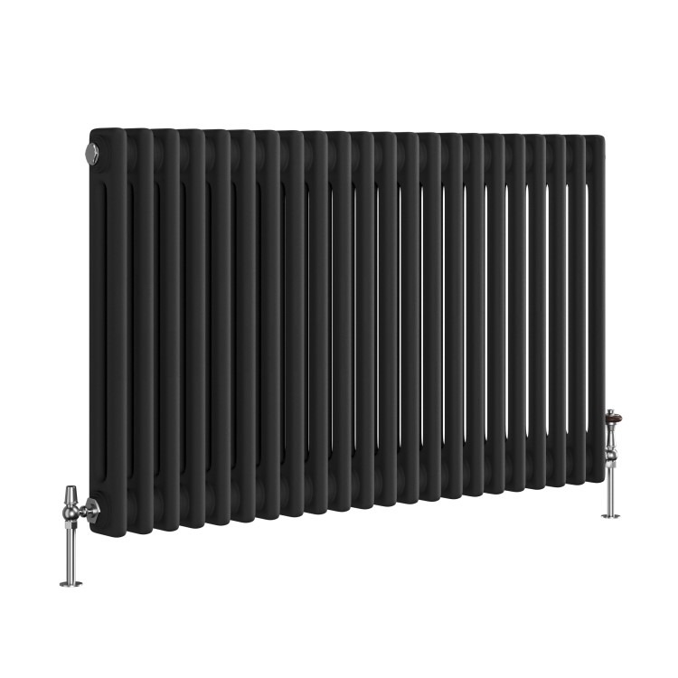 Reggio Midnight Black Horizontal Double Column Traditional Radiator 600x1010mm 3462 BTU - Cast Iron Style - Image 3