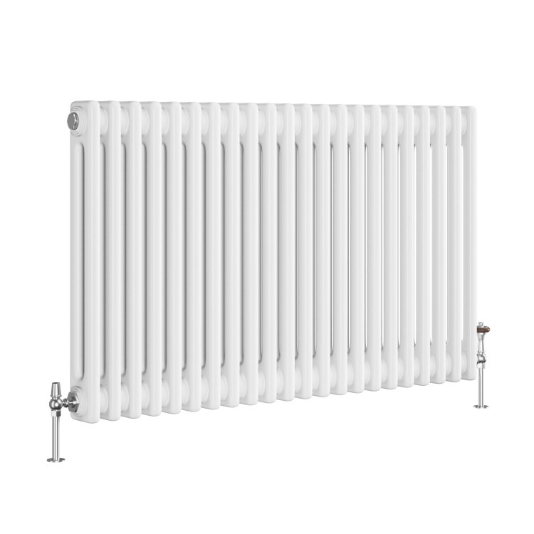 Reggio White Horizontal Double Column Traditional Radiator 600x1010mm 3462 BTU - Cast Iron Style - Image 3