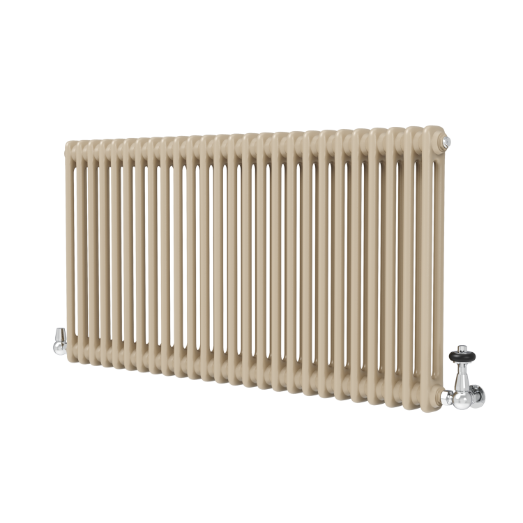 Reggio Beige grey Horizontal Double Column Traditional Radiator 600x1190mm 4091 BTU - Cast Iron Style - Image 3