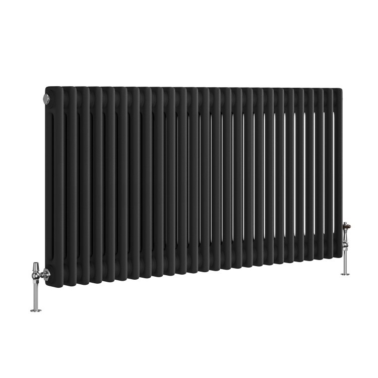 Reggio Midnight Black Horizontal Double Column Traditional Radiator 600x1190mm 4091 BTU - Cast Iron Style - Image 3