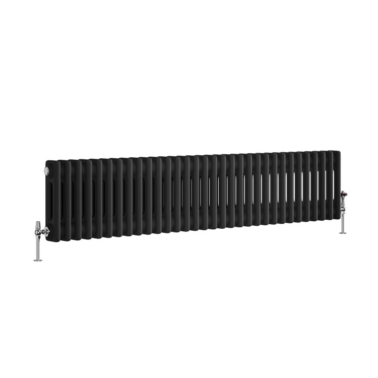 Reggio Midnight Black Horizontal Double Column Traditional Radiator 300x1460mm 2614 BTU - Cast Iron Style - Image 3