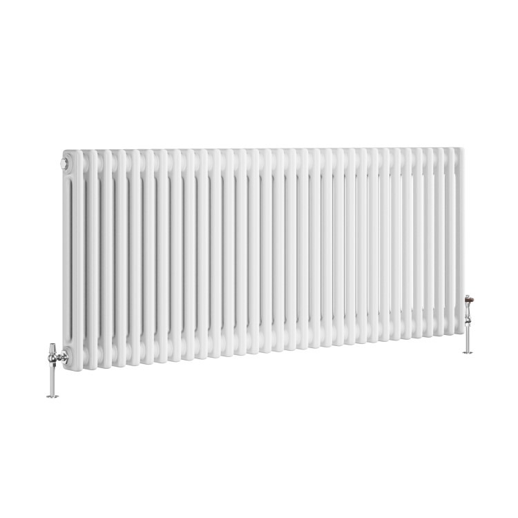 Reggio White Horizontal Double Column Traditional Radiator 600x1460mm 5035 BTU - Cast Iron Style - Image 3