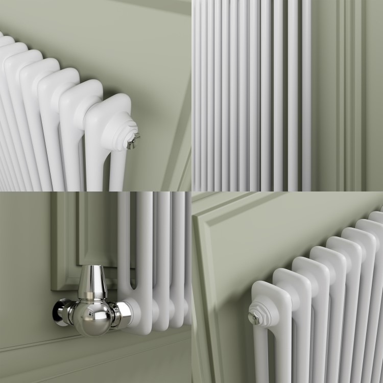 Reggio White Horizontal Double Column Radiator 800x1460mm 6598 BTU - Cast Iron Style - Image 4