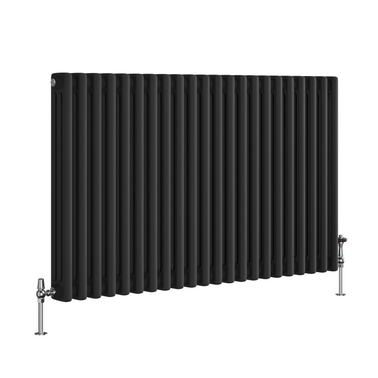 Reggio Midnight Black Horizontal Triple Column Traditional Radiator 600x1010mm 4377 BTU - Cast Iron Style - Image 3
