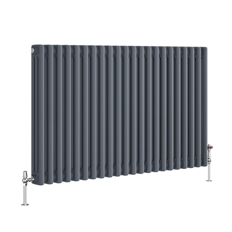 Reggio Anthracite Horizontal Triple Column Traditional Radiator 600x1010mm 4377 BTU - Cast Iron Style - Image 3