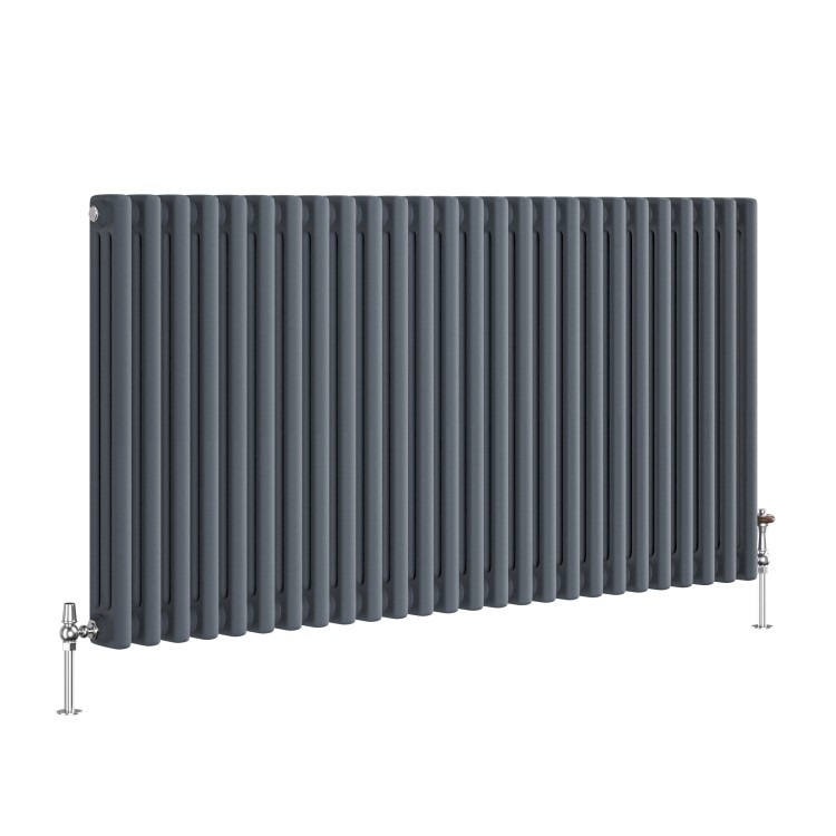 Reggio Anthracite Horizontal Triple Column Traditional Radiator 600x1190mm 5173 BTU - Cast Iron Style - Image 3